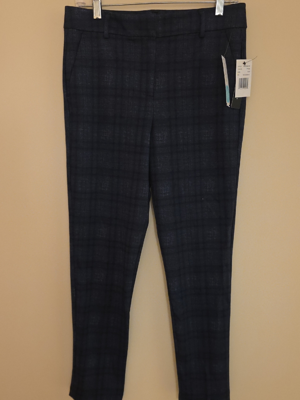 Women's Navy Plaid Dress Pants